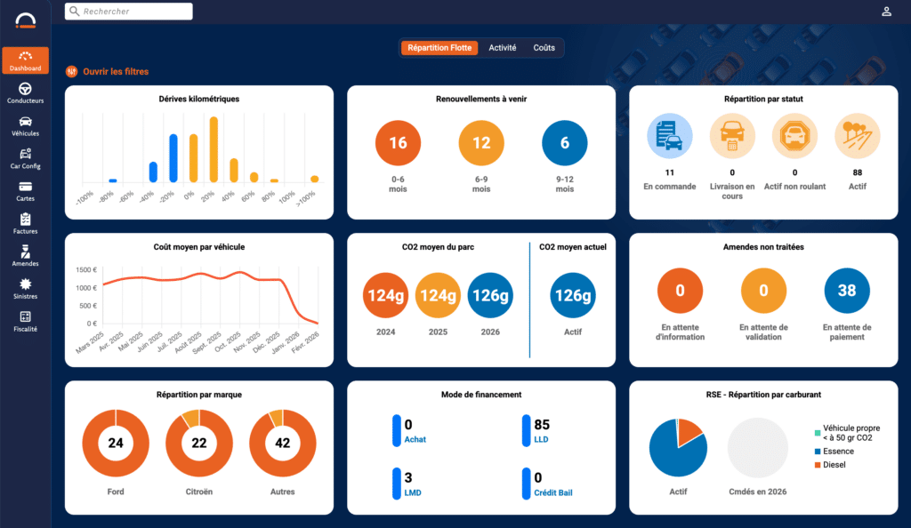 application drivein gestion de flotte